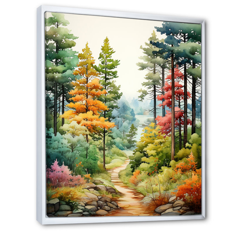 Pin, Autumn Symphony III - Pin, art mural, Cadre flottant blanc, H 32 po x l 16 po x P 1 po