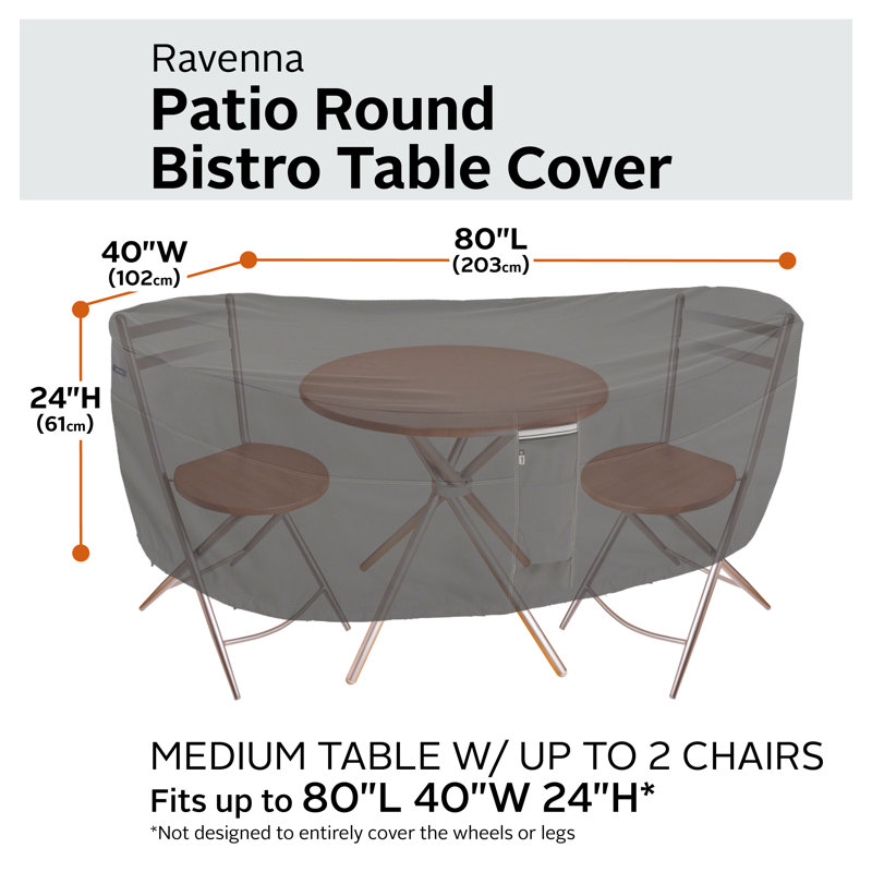 Housse pour ensemble bistro et chaise de patio Jaylon, H 24 po x l 40 po x P 40 po