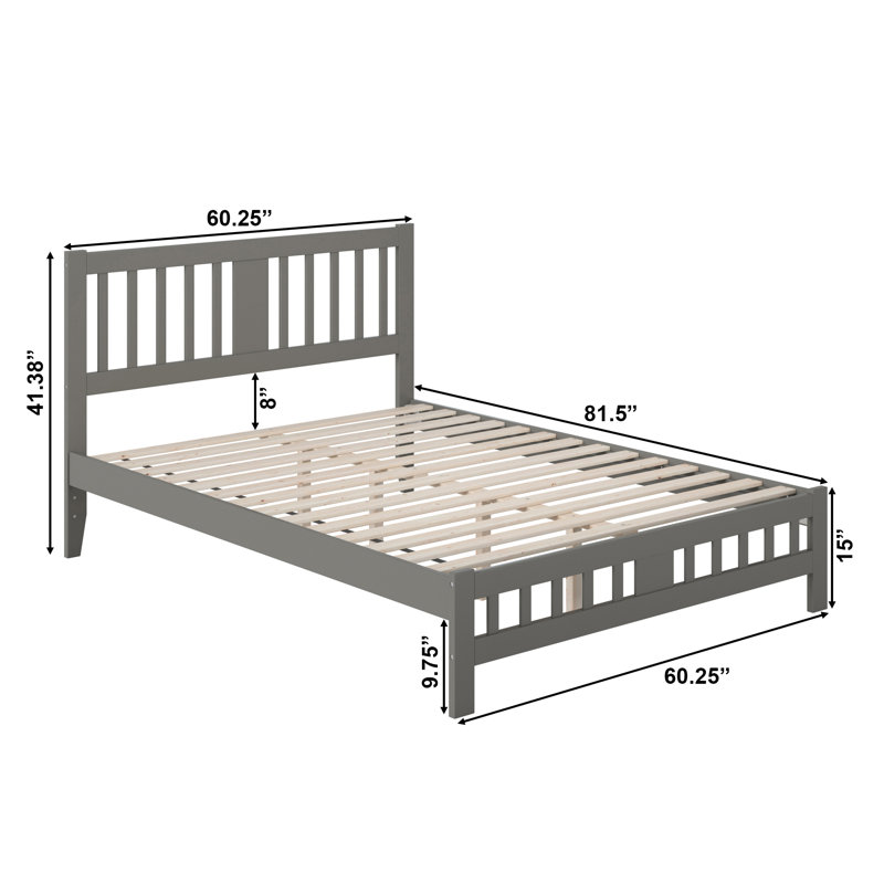 Lit en bois massif Jordon, Grand, gris
