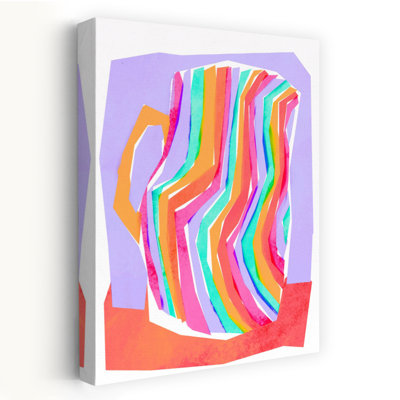 «Vibrant Striped Pitcher», impression murale audacieuse et colorée