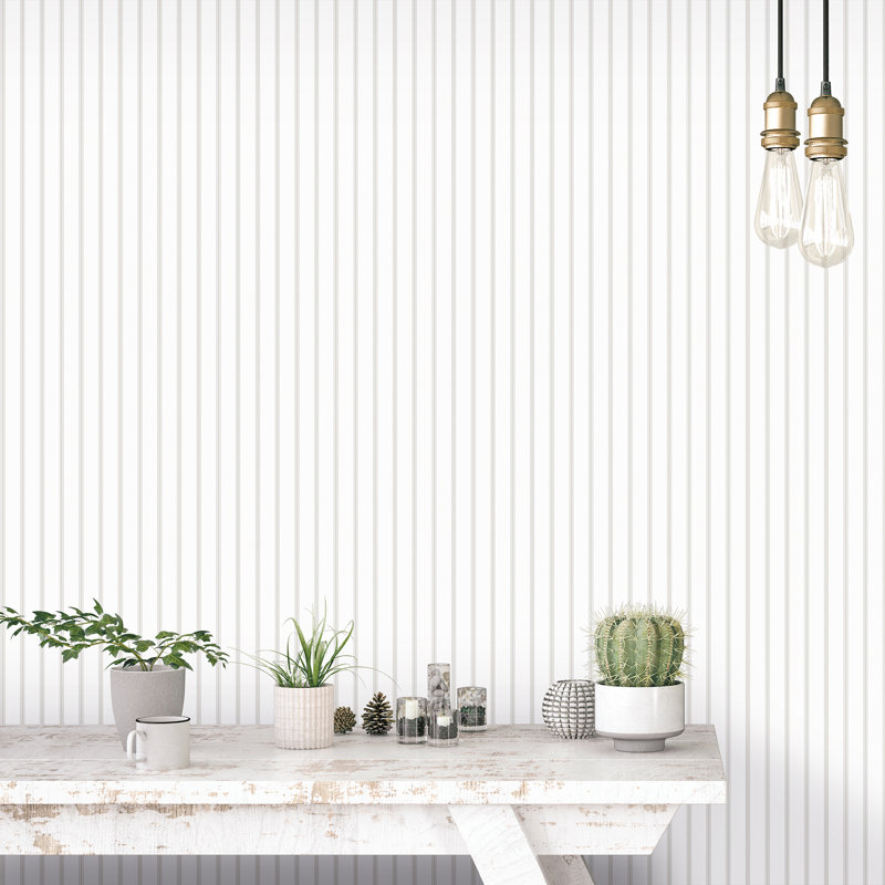 Rouleau de papier peint Smart Stripes 3, Gris clair / Blanc