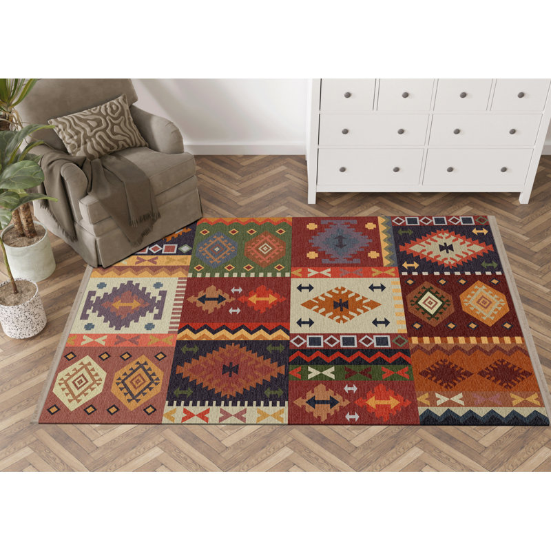Tapis brun / brun intérieur / extérieur en polypropylène tissé à la machine Korianne, Rectangle 5 pi x 6 pi 7 po