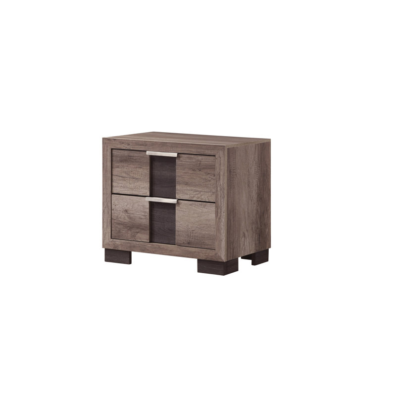 Table de chevet contemporaine 1Pc, Brun / Noir