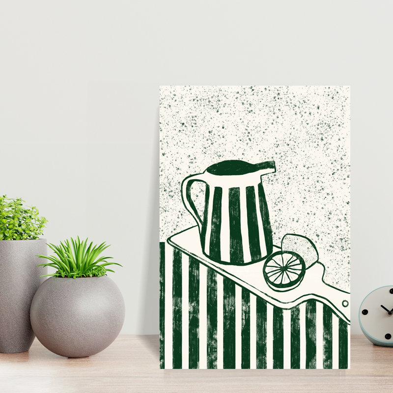Striped Pitcher Fresh Lemons by Gulcihan Ozguc - Wrapped Canvas Print, 45.72 cm H x 30.48 cm W
