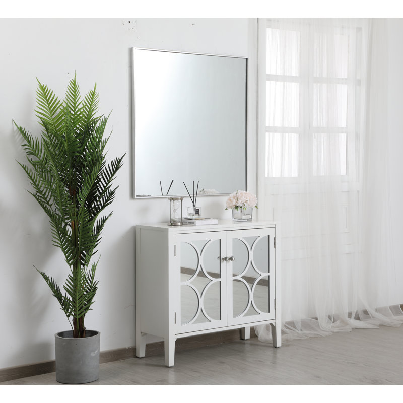 Sabine Metal Rectangle Wall Mirror, 36" x 36", Silver