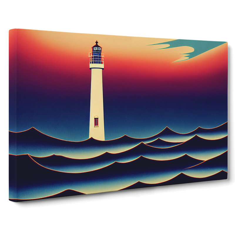 Deco Lighthouse - Wrapped Canvas, 50cm H x 76cm W x 3cm D