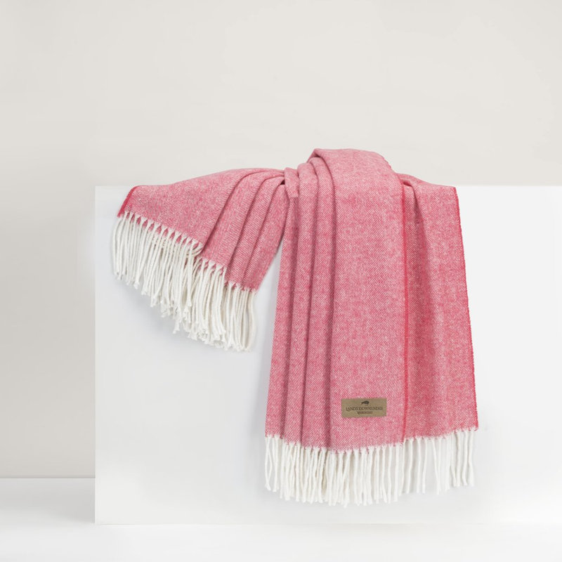 Italian Herringbone Throw, Coral