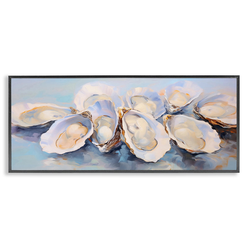 Art giclée aquatique d'huîtres Stupell Industries par Arlington Prints, H 10 po x l 24 po, Giclée encadrée noir minuit