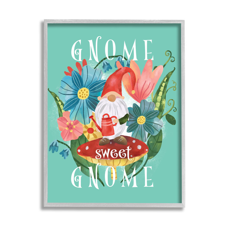 Gnome Sweet Gnome Expression Spring Floral Mushroom Garden par Laura Konyndyk, H 30 po x l 24 po x P 1,5 po
