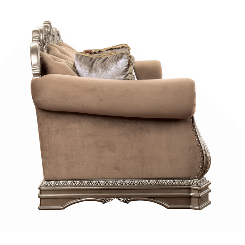 ACME Canapé Northville avec 5 coussins en velours et argent antique 56930