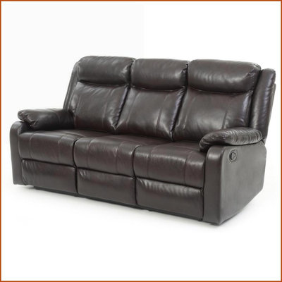 Double Reclining Sofa, Modern Sleeper 85"W Dark Brown | PU