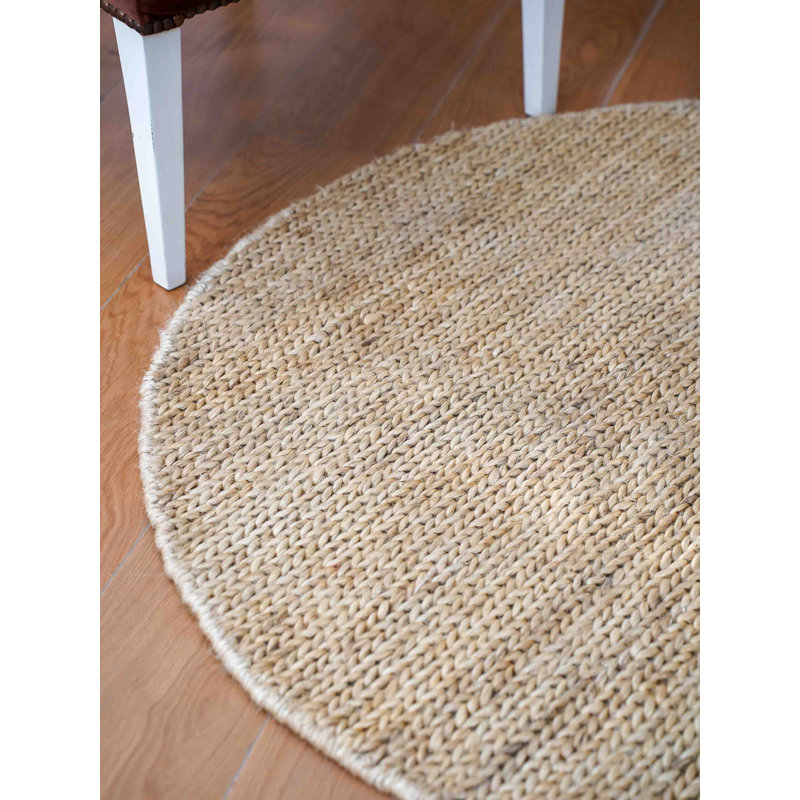 Heller Hand Knotted Sumak Jute Eco-Friendly Solid Area Rugs - 6' x 6', Round, Camel Color, Plain Solid Design, High Pile, Natural Fiber, Outdoor Indoor Handmade Area Rugs for Living Room, Bed Room