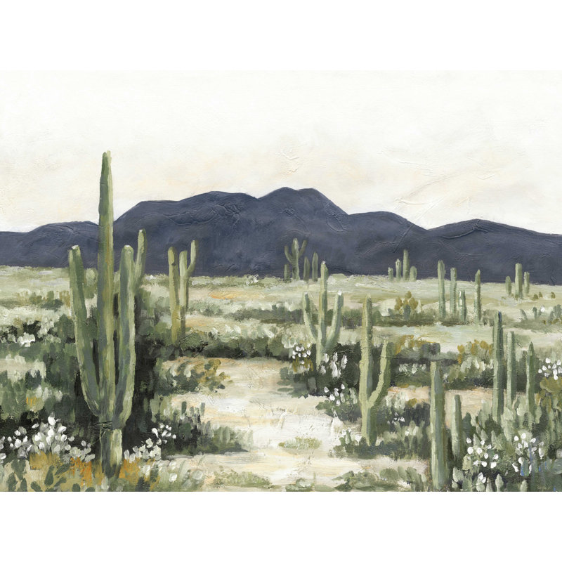 " Cactus With Mountains ", 16" W x 12" H
