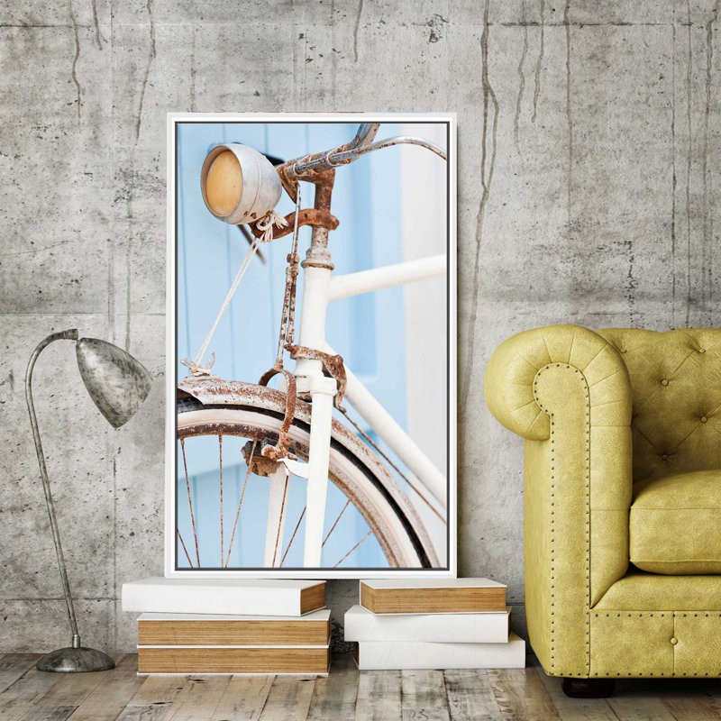 Vieux vélo par - photographie, Cadre flottant blanc, H 33,5 po x l 21,5 po x P 2 po