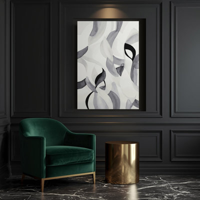 Abstrait aquarelle 41, art mural sur toile grise