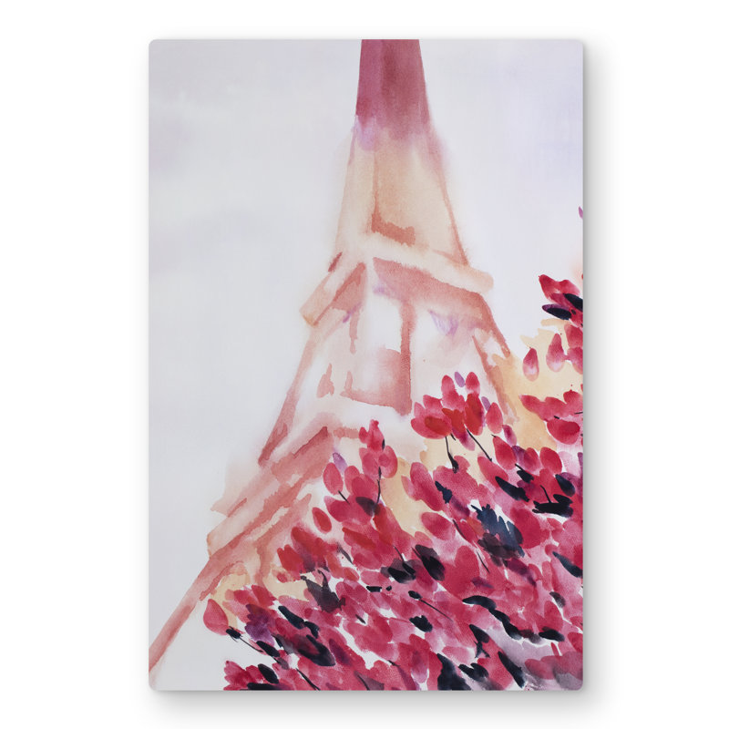 Pink Eiffel Tower - Metal Print for Pink Bedroom Decor