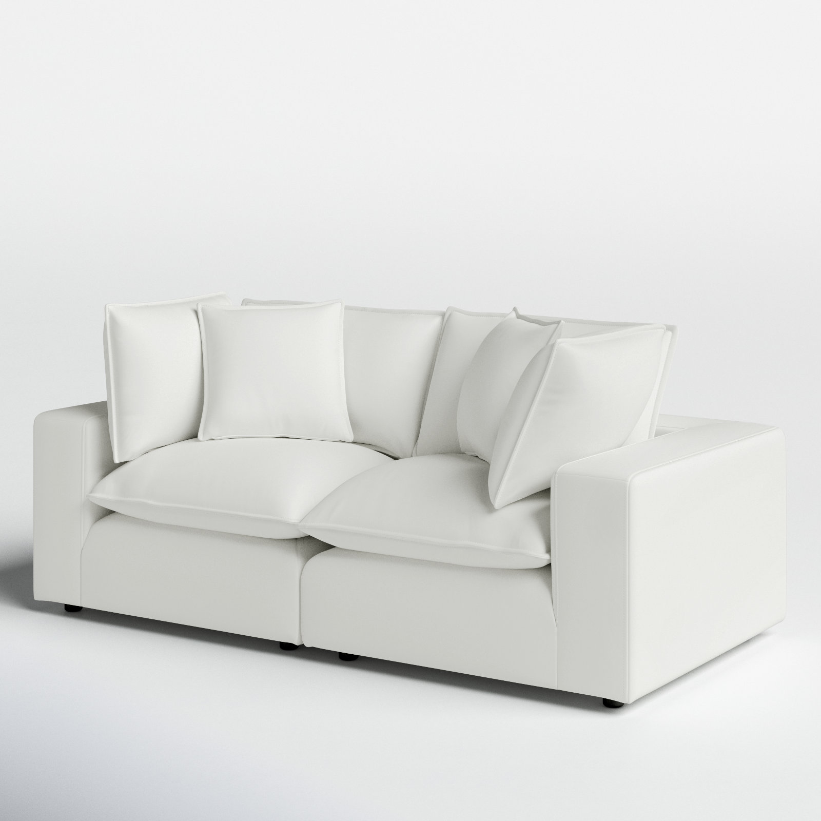 Ellaria 80" Modular Loveseat, White Polyester Blend