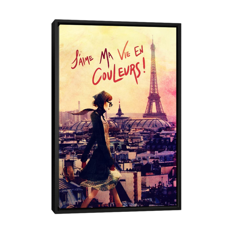 " Parisian Walk " by 5by5collective, 26" H x 18" W x 1.5" D, Black Framed Canvas, No Matte