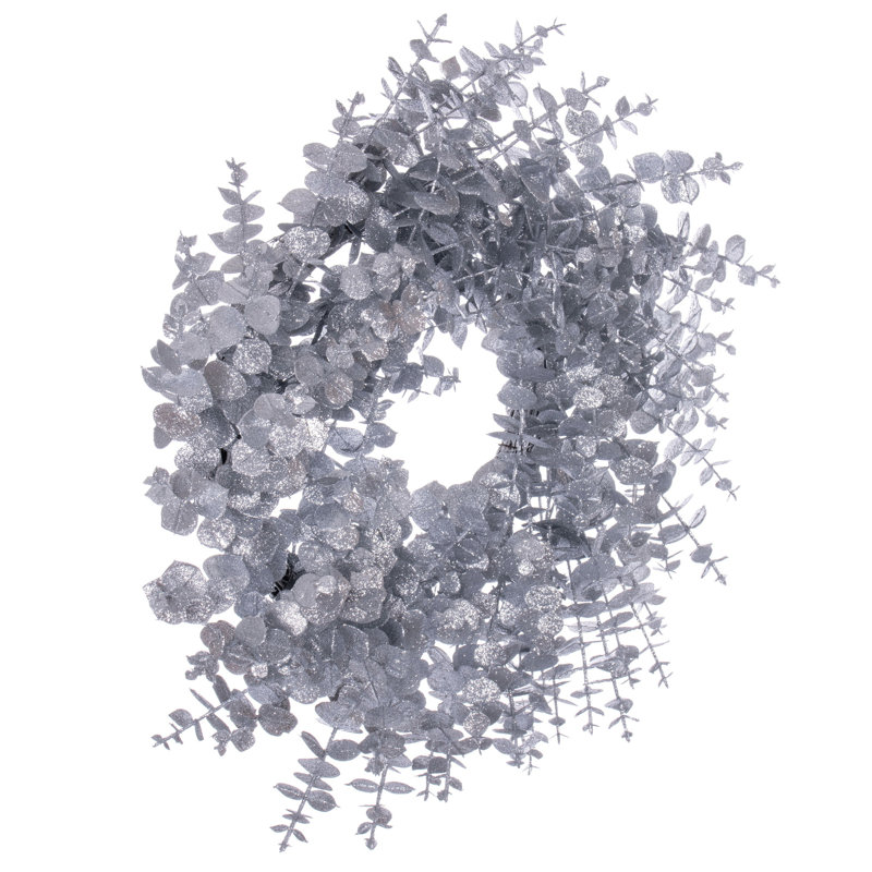 Couronne d'eucalyptus artificiel 24 po, Argent