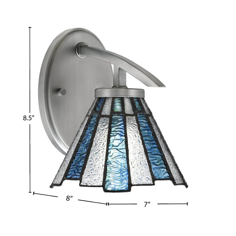 Applique murale encastrée avec verre d'art 7 po Kurve, Nickel