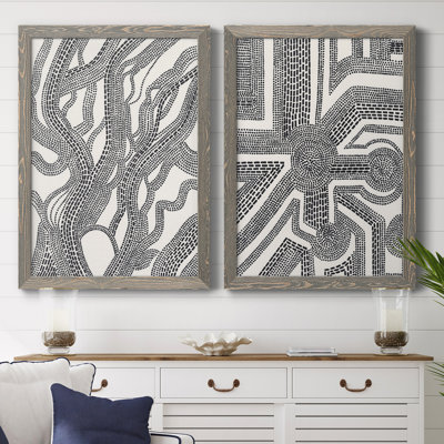 «Dots And Dash I», toile encadrée de qualité supérieure - prête à être accrochée