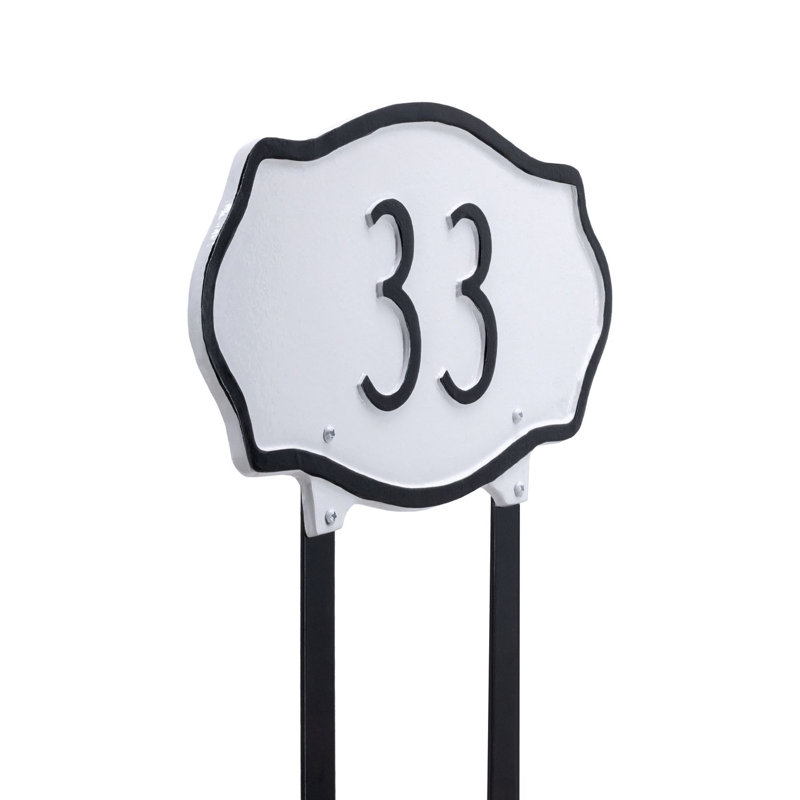 Enseigne d’adresse pour pelouse sur 1 ligne hampton, Vert chasseur / Argent