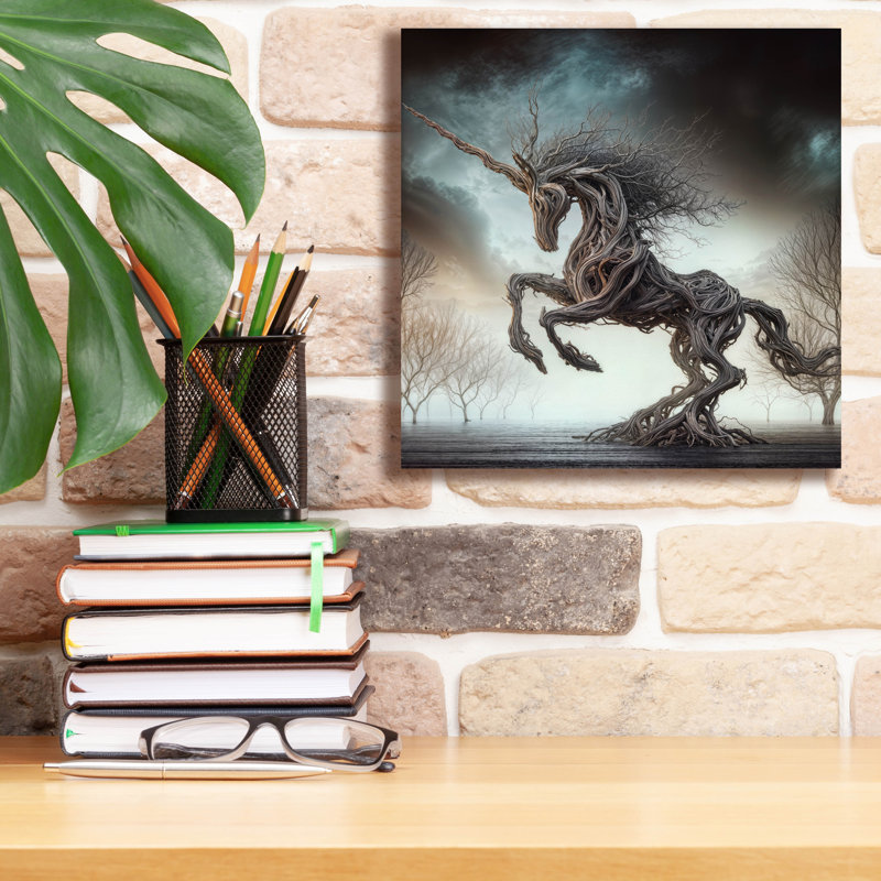 «Driftwood Unicorn» par KIR.DART, art mural sur toile, H 12 po x l 12 po x P 0,75 po