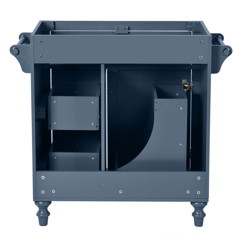 Meuble-lavabo moderne bleu avec rangement spacieux et tiroir basculant