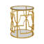 Table d'appoint ronde dorée de luxe 19,7 pouces avec tablettes de rangement-1324490650