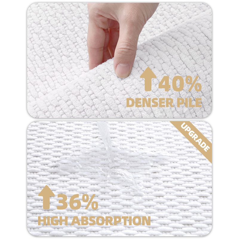 Chenille Bath Rug, 24" L x 16" W, White