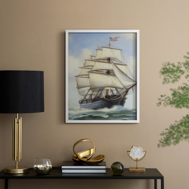NAUTICAL Series Lxxviii, reproduction encadrée - bois massif, H 11 po x l 9 po, Blanc
