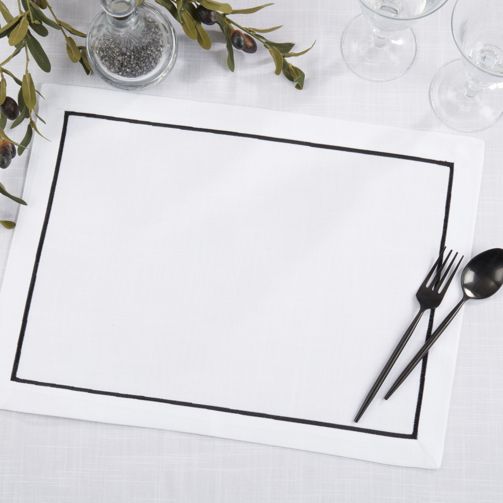 Embroidered Placemat, Black
