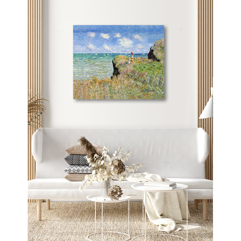 «The Cliff Walk at Pourville» par Claude Monet - reproduction d'art, H 24 po x l 30 po x 1,5 po, Toile tendue