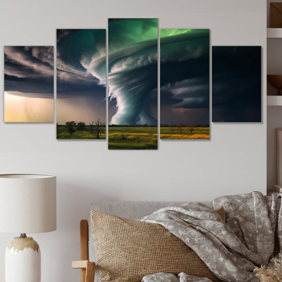 Storm Tornado Symphony - Landscapes Canvas Wall Art - 5 Panels