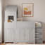 Lit mezzanine en bois avec bureau, tiroirs et armoires-1812186066