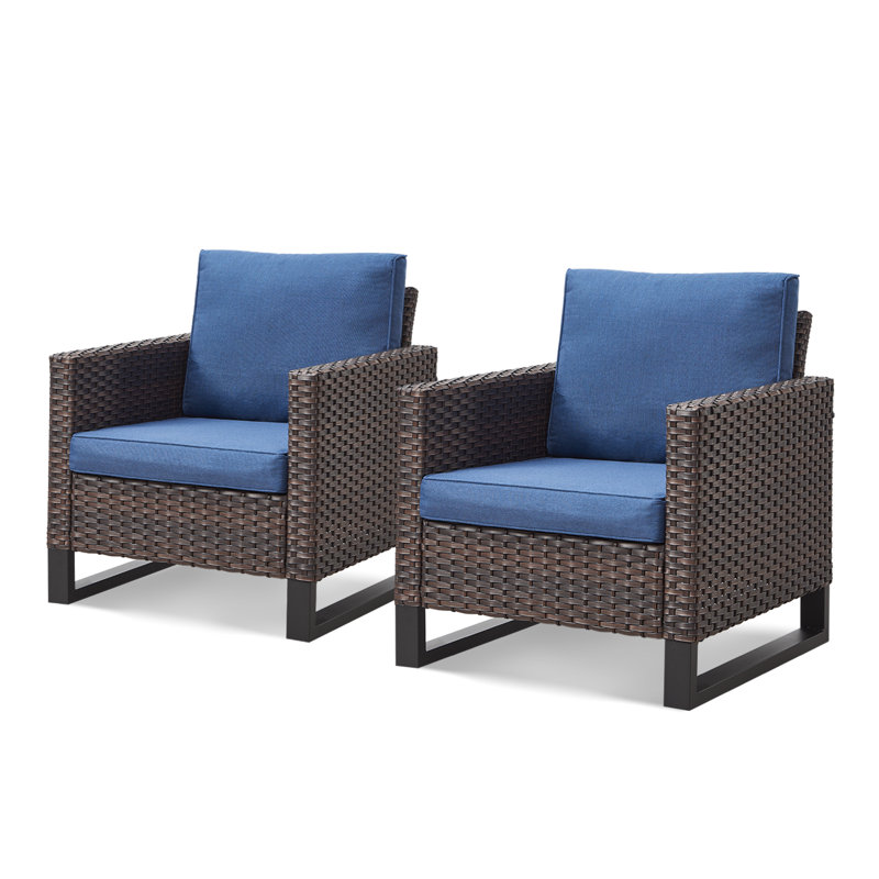 Karrah Wicker Outdoor Lounge Chair, Blue