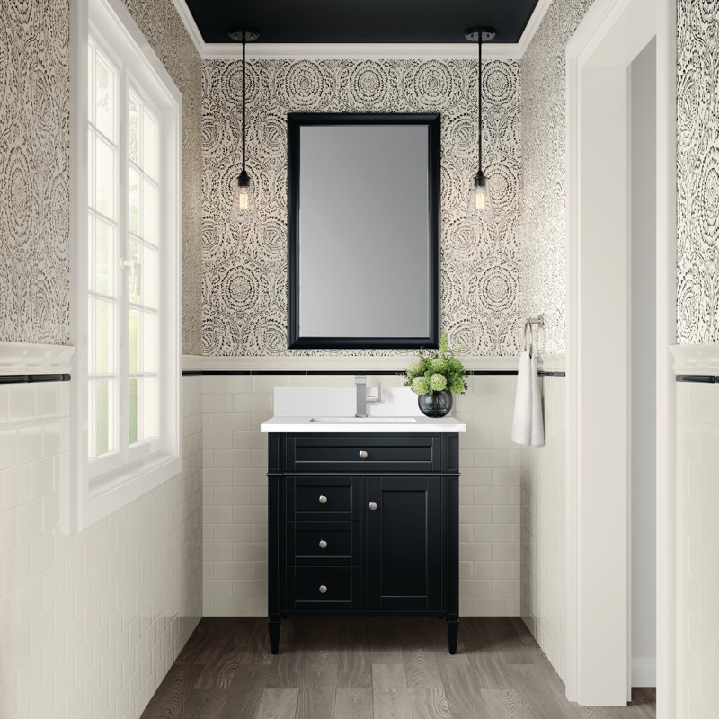 Brittany 30'' W Single Vanity, Black Onyx, White Zeus, Single-Hole