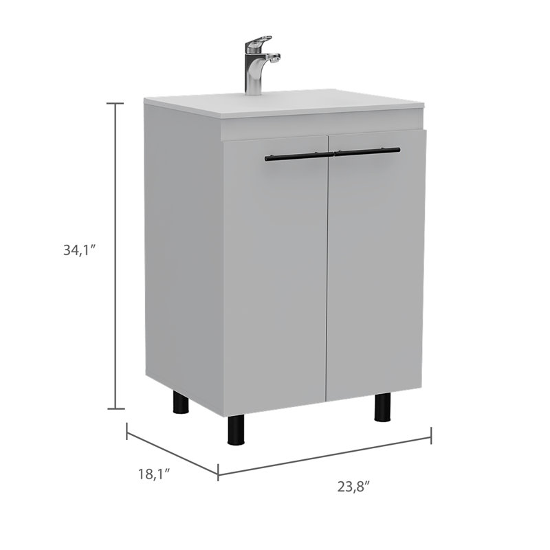 2-Door Rectangle Freestanding Vanity Cabinet, White