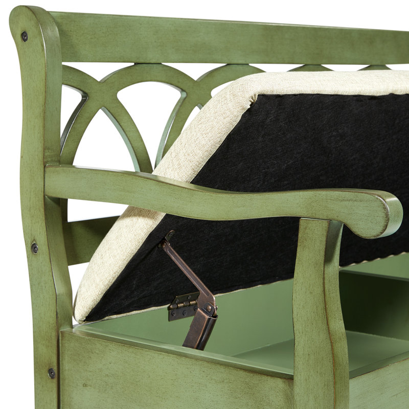 Banc de rangement à couvercle rabattable Ogburn, Sauge antique