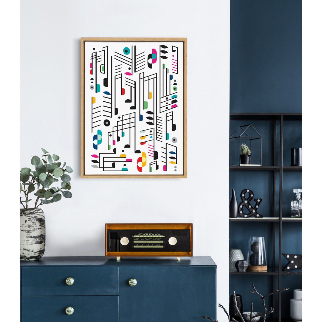 Keaundrea Music Notes White Background' by Rachel Lee - Floater Frame Painting Print on Canvas Corrigan Studio®