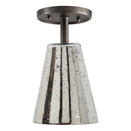 Baptiste Glass Semi Flush Mount, 12" H x 7.5" W, Pewter