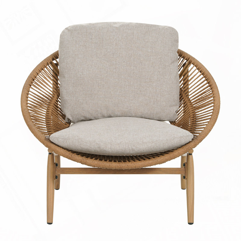 Chaise d'extérieur Papasan, Coussin beige / structure naturelle 