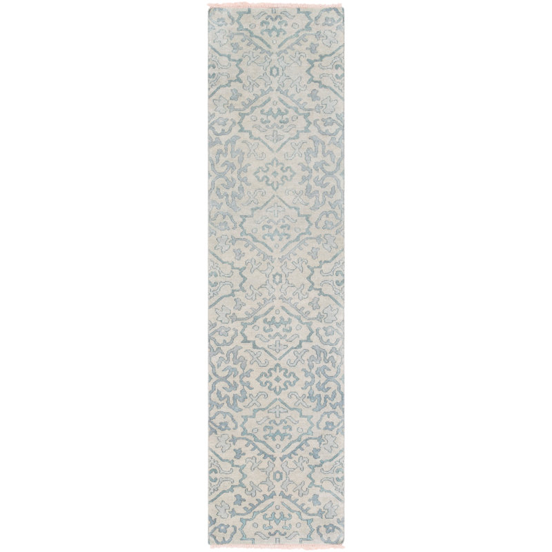 Hillcrest Hand Knotted Wool Damask Area Rug, Runner 2'6" x 10'