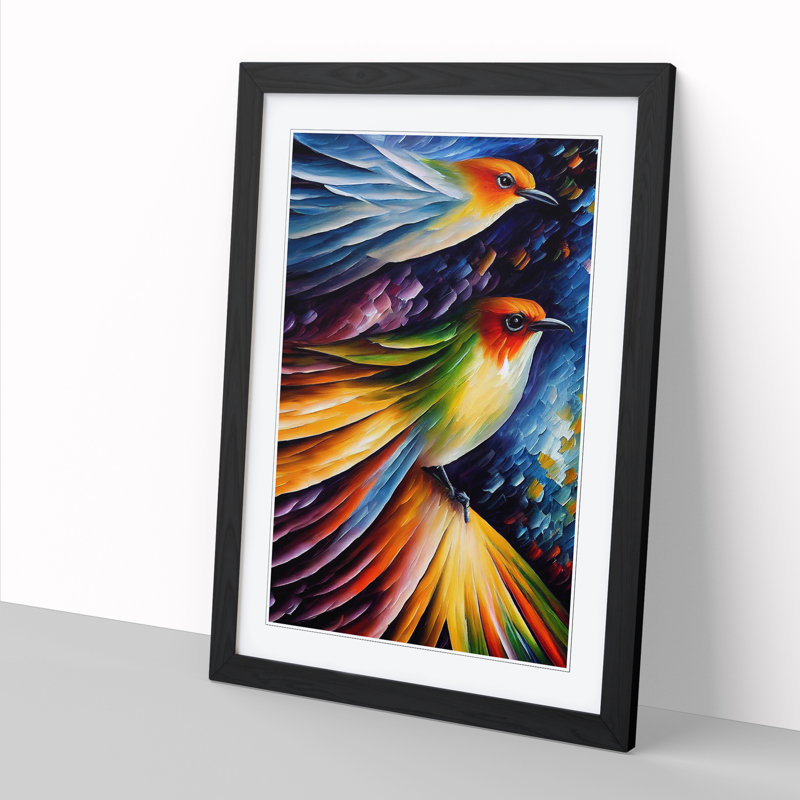 Swallow Bird Painted Vol.1 - Single Picture Frame Painting, 64cm H x 46cm W x 2cm D, Black