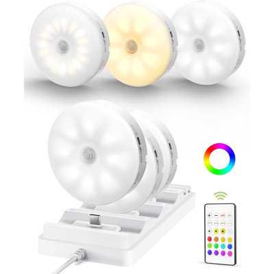 Capteur de mouvement sans fil à 6 lumières avec télécommande et base de chargement
