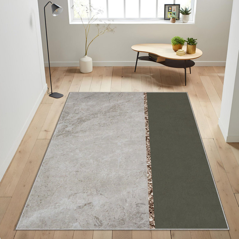 High-Quality Woven Carpet, 5.2 x 7.5 Feet, 100% Polyester, 740 g/m² | Non-Slip Felt Dot Underside, 0.16 in Pile Height | Machine Washable (30°C), Easy to Clean | Stylish Digital Print, Perfect for Living Room & Bedroom