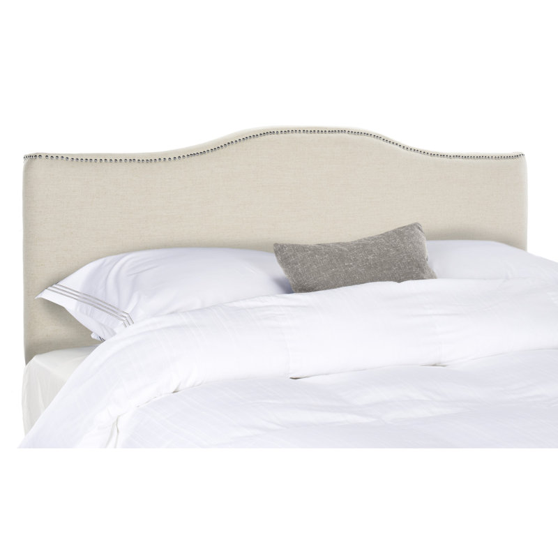 Laken Upholstered Headboard, Twin, Beige Linen, Silver
