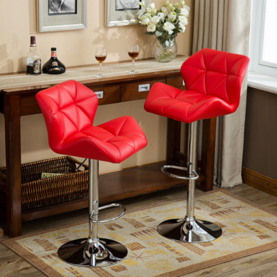 Tabouret de bar contemporain capitonné à hauteur réglable, ensemble de 2, élégant et confortable
