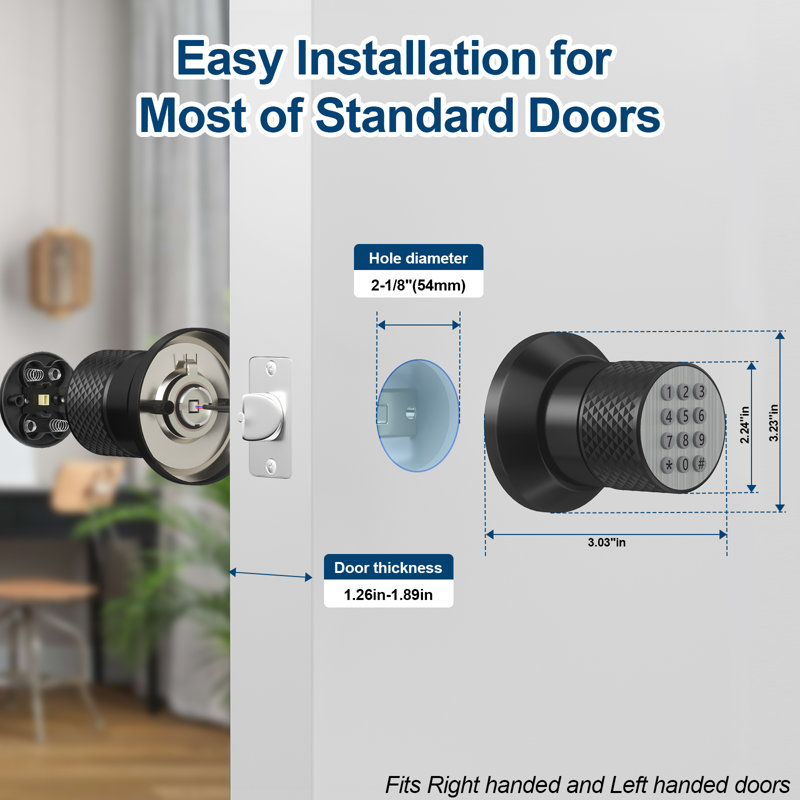 Keyless Smart Digital Door Lock with Keypad, Black