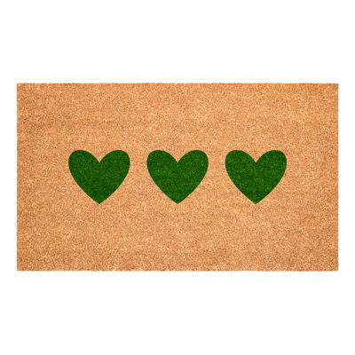 Green Trio Hearts Doormat